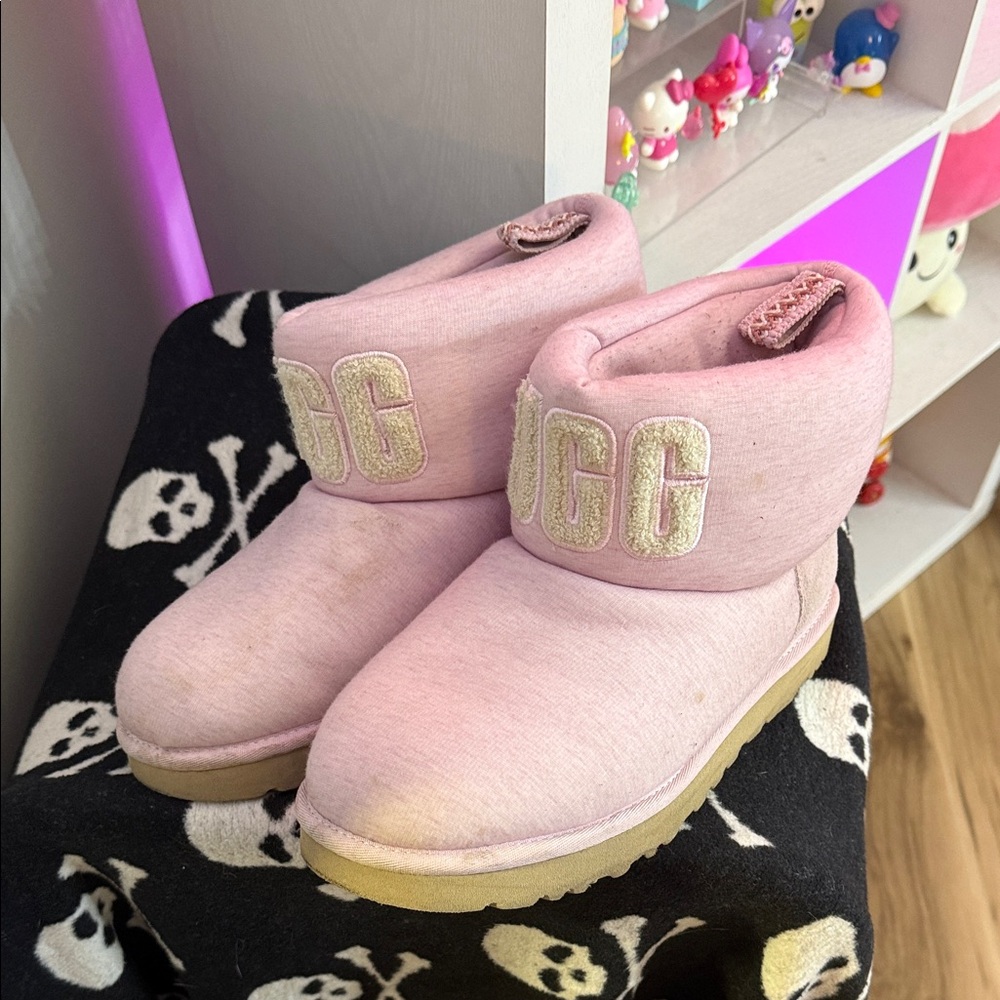 UGG Light Pink Boots with Cream Logo